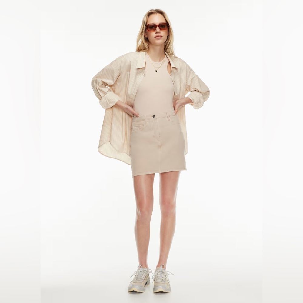 Wilfred Free Date Skirt Size 6 Cream High Waist A Line Mini Beige Neutral Spring